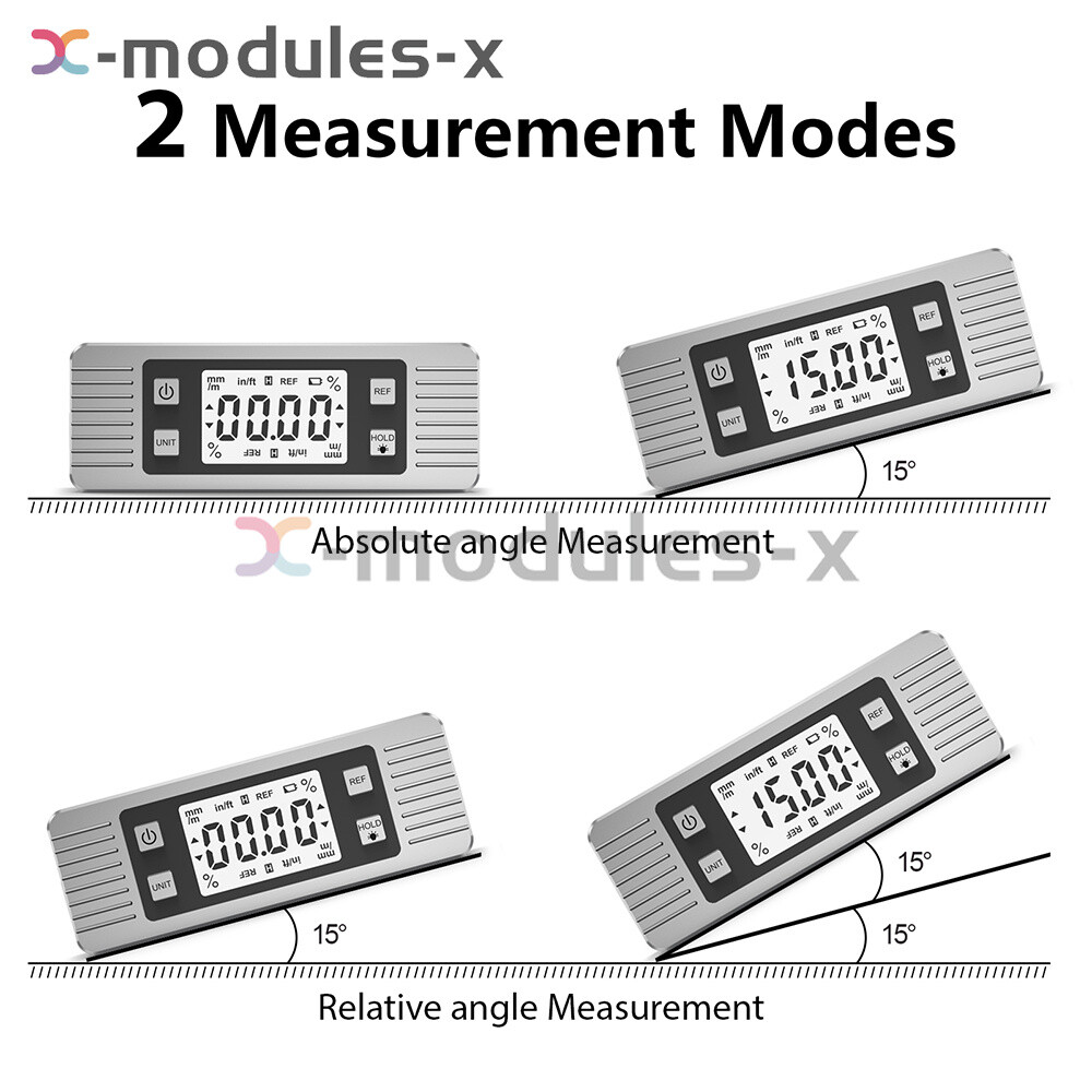 3in1 Protractor Inclinometer Level Ruler 4*90° Digital LCD Display W/ Backlight