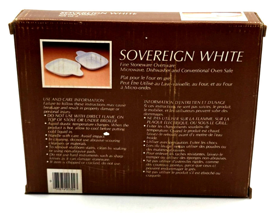 NOS 2 Sovereign White Oven Ware Square Handled Flat Dish