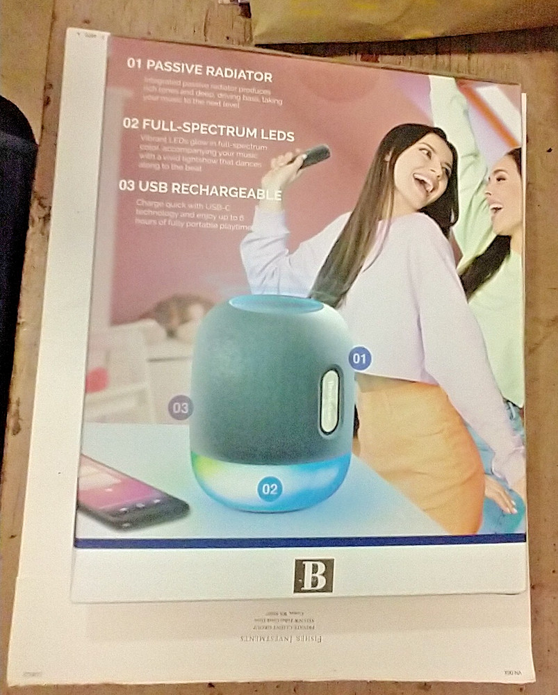 NEW!! Brookstone Spark Wireless LED Karaoke Speaker & Microphone, Bluetooth