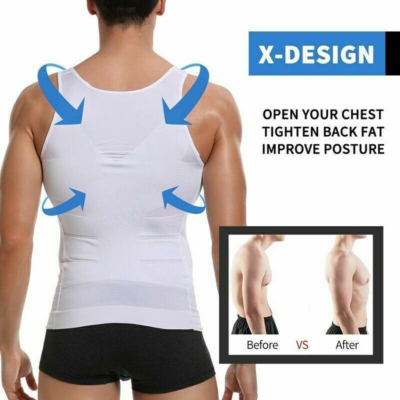 Men Body Shaper Slimming Tummy Vest Thermal Compression Shirt Tank Top Shapewear