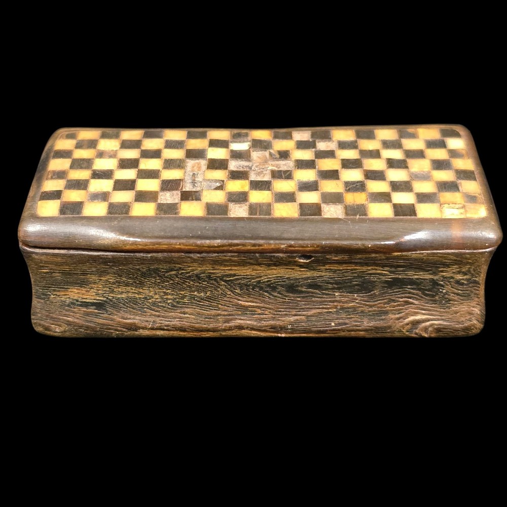Antique Snuff box checkerboard inlay old