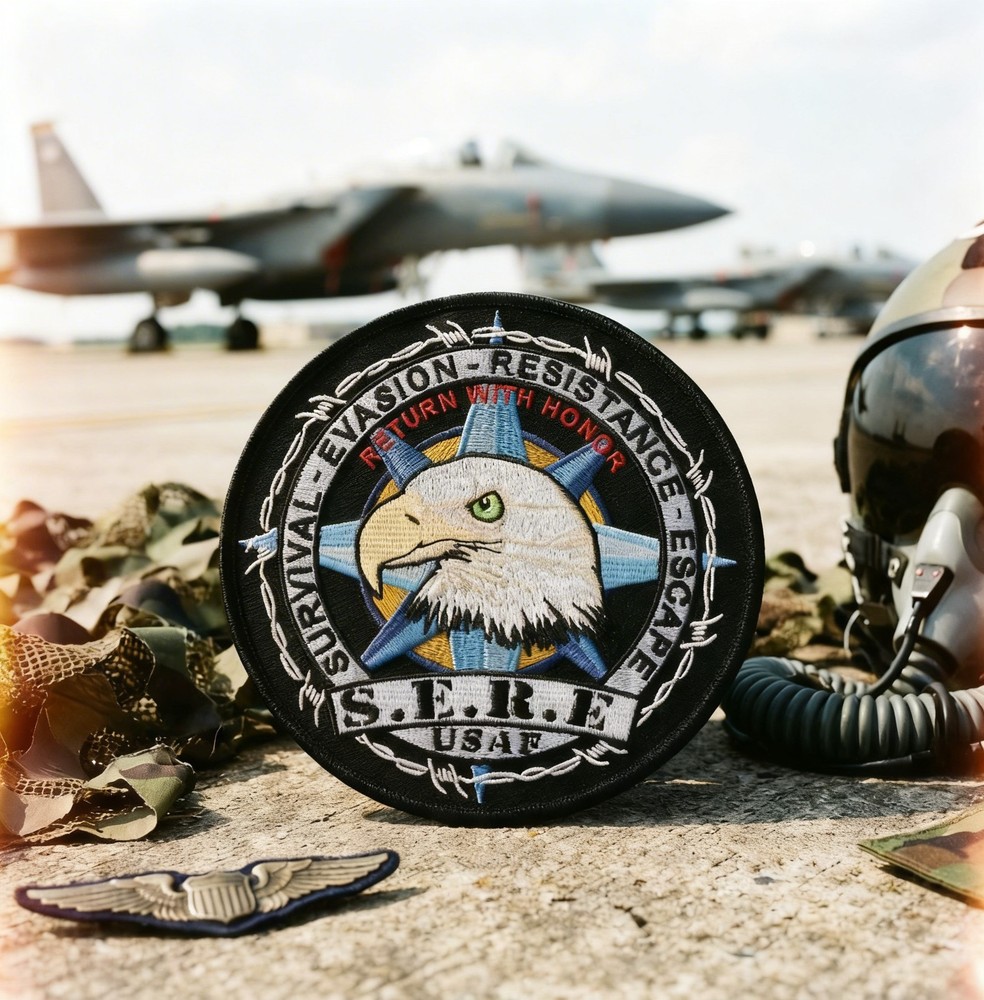 USAF SERE embroidered patch 5" diameter, merrowed edge, wax backing - Air Force