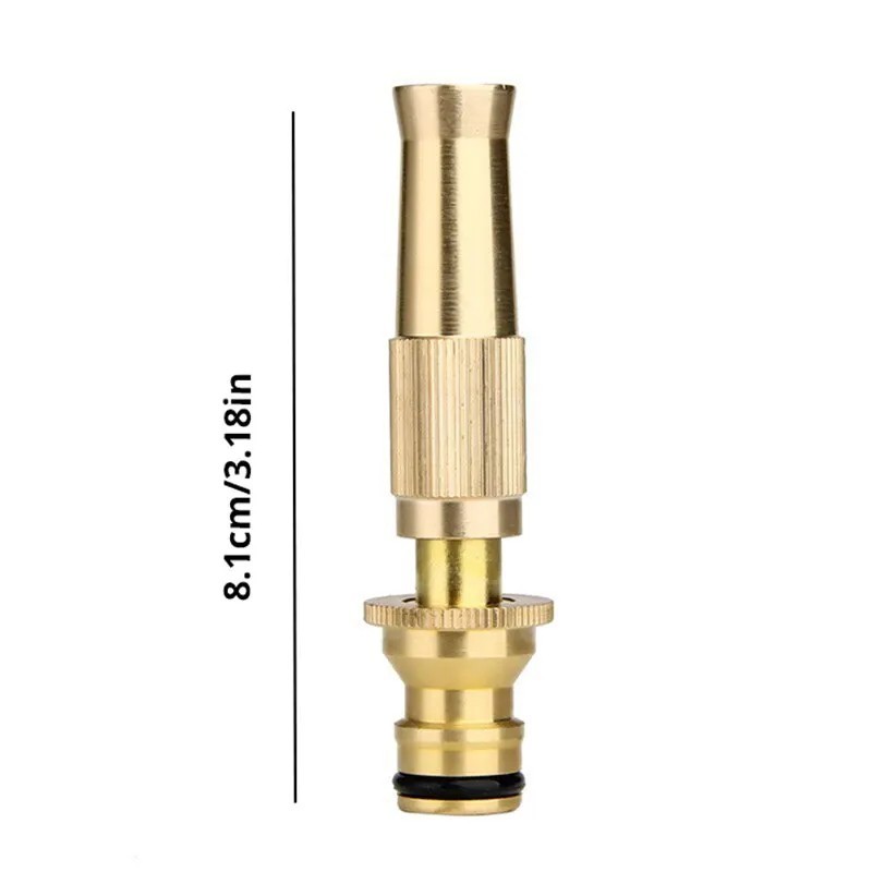 Solid Brass Garden Spray Nozzle 4" Adjustable Twist Water Hose