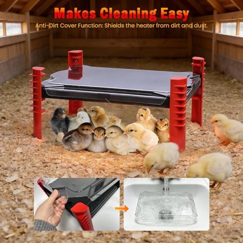 Smart Chicken Coop Heater - Brooder Plate for 25 Chicks, 150W Adjustable Temp