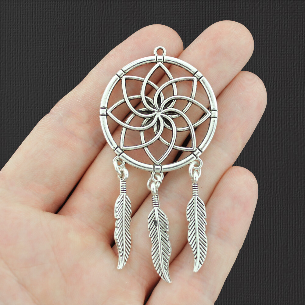 2 Dreamcatcher Antique Silver Tone Charms - SC6155