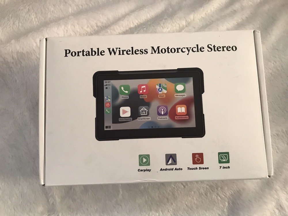 Motorcycle Carplay Android Auto GPS Navigation,7 Inch Waterproof Touch Screen