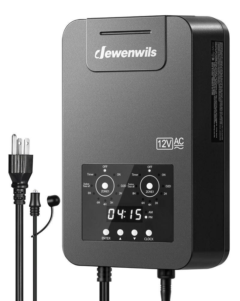 DEWENWILS 200W Low Voltage Landscape Transformer 2 Zone Timer Photocell