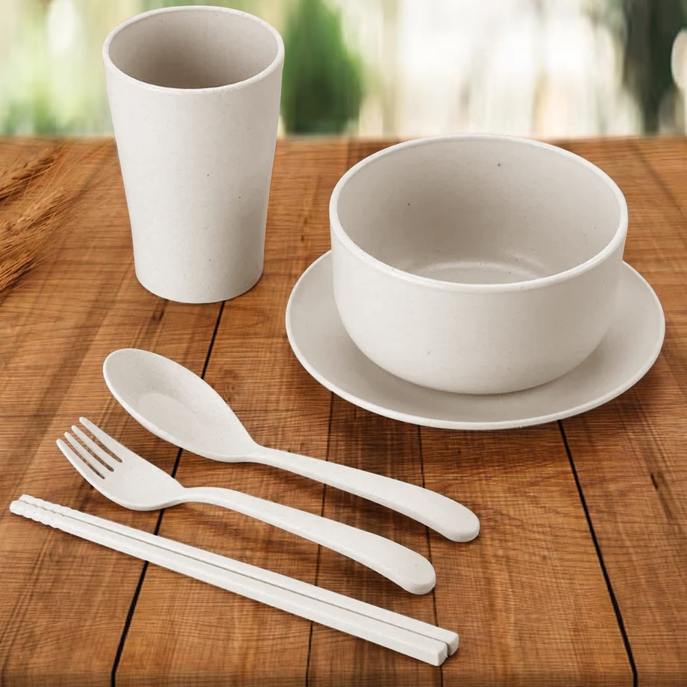 GREENSTERRA Eco-friendly Wheat Straw Dinnerware Set - Reusable and Durable Wheat
