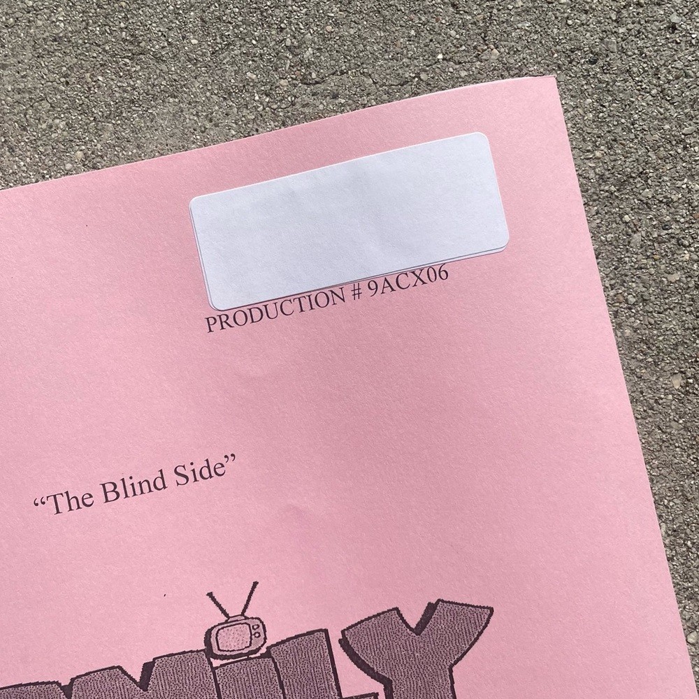 Family Guy 2011 Production Used Table Draft Script The Blind Side Marlee Matlin