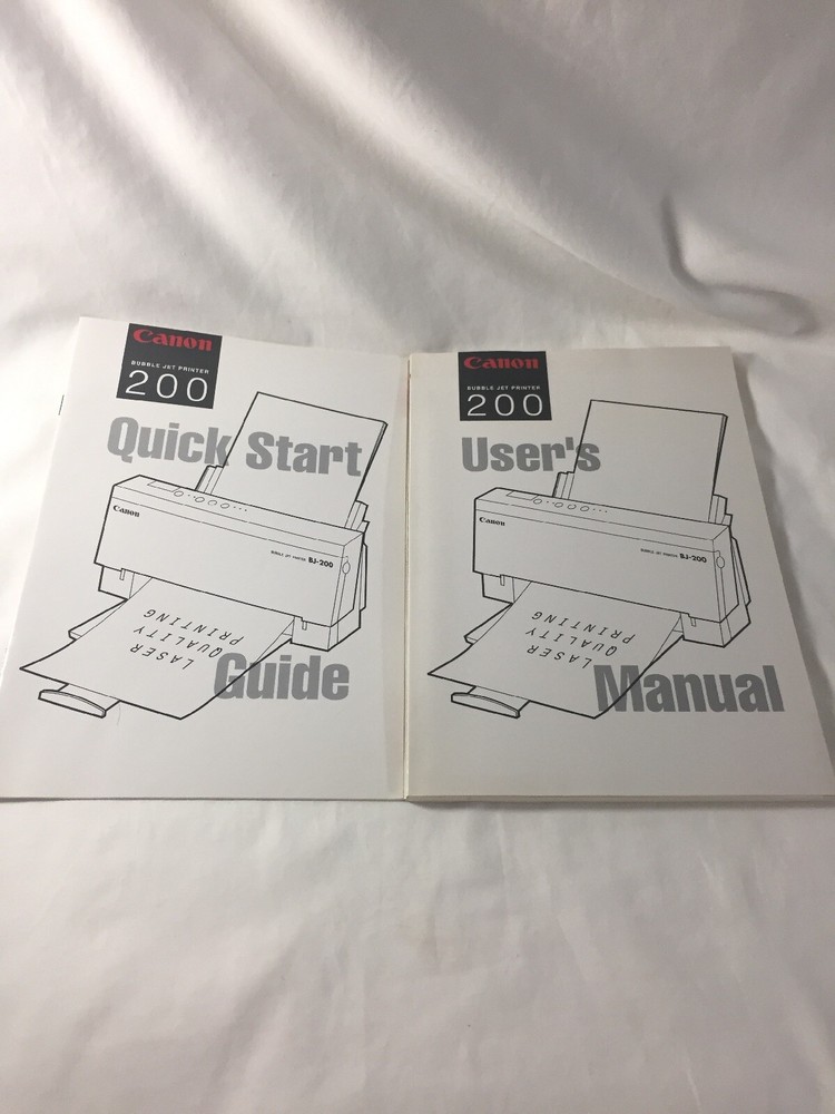 Canon Bubble Jet Printer 200 ~ Quick Start Guide & User 's Manual -- 1992