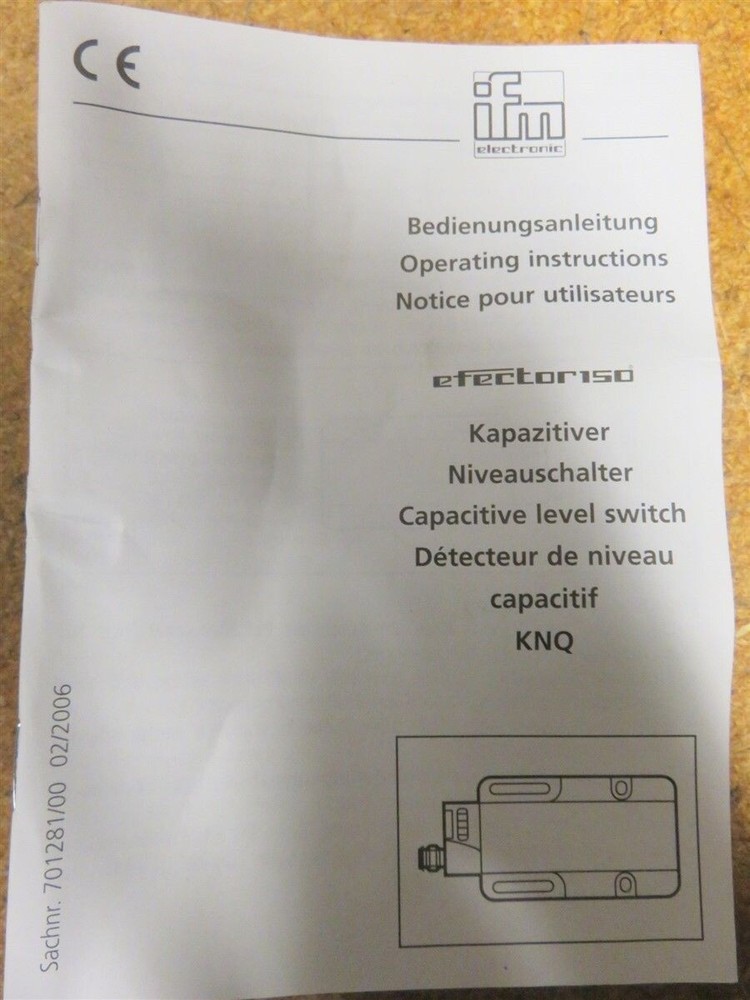 IFM Efecor KN5017 Capacitive Level Sensor Quick Disconnect New