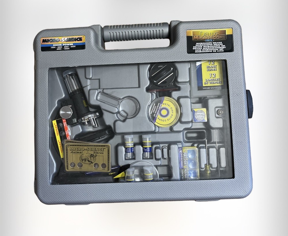 Microscope Deluxe Set Micro-Science Zoom Power Max 1200X Microscope With Set