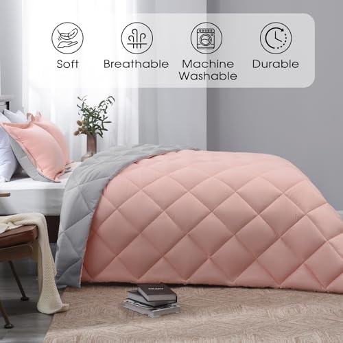 Size Comforter Set - Pink Size Comforter Set, Reversible King 09 - Pink/Grey