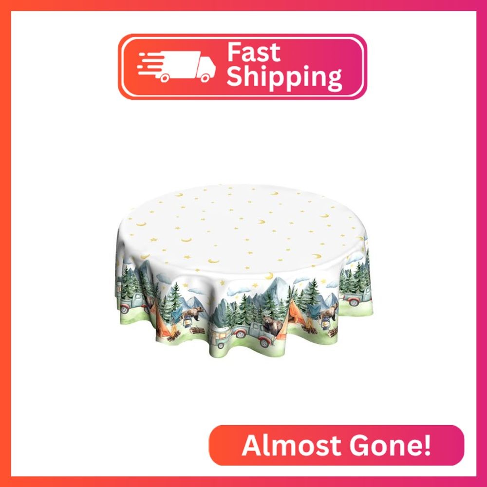 VentuCoven Forest Circular Tablecloth Woodland Table Cloths Circle Bear Tree Tab