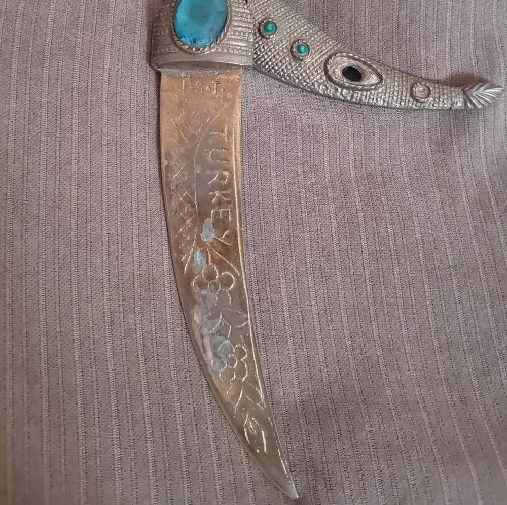 Ancient Turkish Ottoman Silver Bronze Dagger Sword Khanjar wootz
