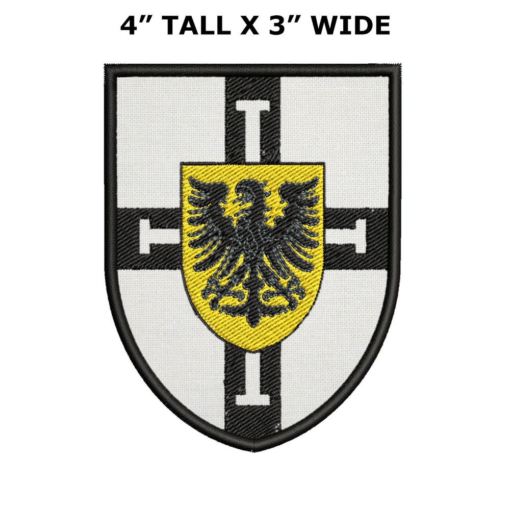 Knights Templar Cross Shield Patch Embroidered Hook & Loop Applique Military