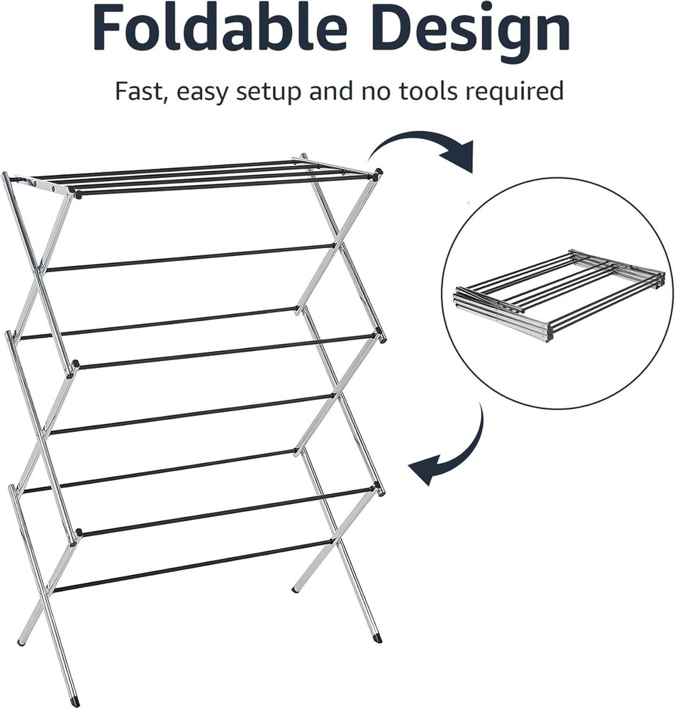 Durable & Portable Foldable Laundry Rack - Supports 32 lbs, Compact for Storage