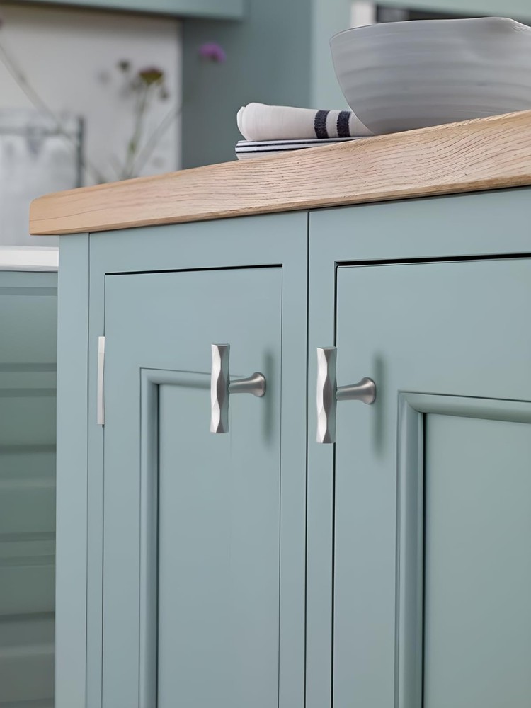 Brushed Nickel Cabinet Knobs 5 Pack Hammered Silver Cabinet Handles Decorativ...