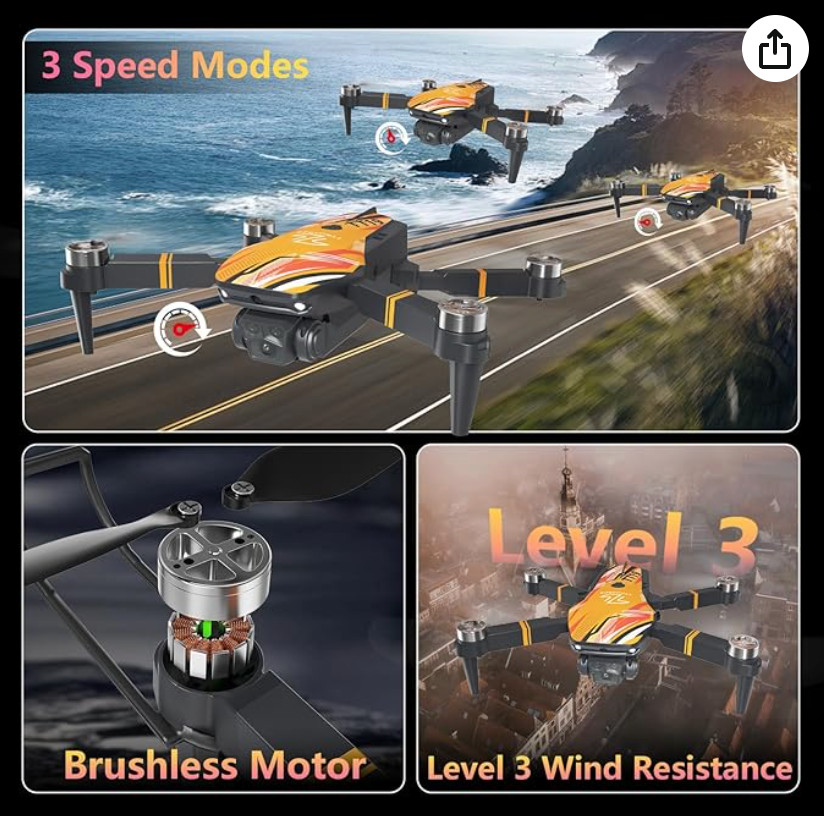 TT19 Drone with 1080P Camera Orange Foldable Quadcopter Obstacle Avoidance