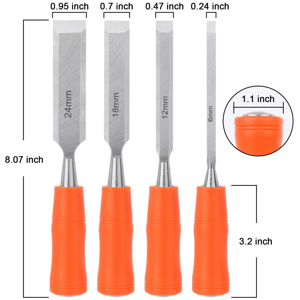 4 Piece Wood Chisel Sets Woodworking Tools Set, Chisels for 4 Pack