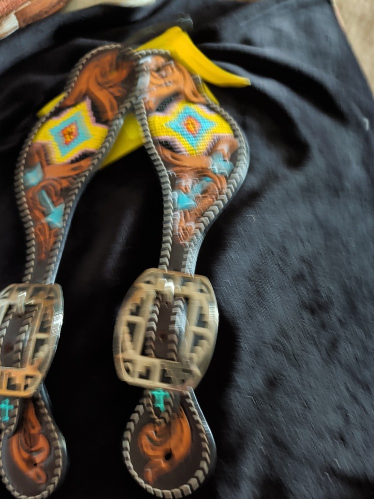 Fancy Beaded Ladies Spur Straps New