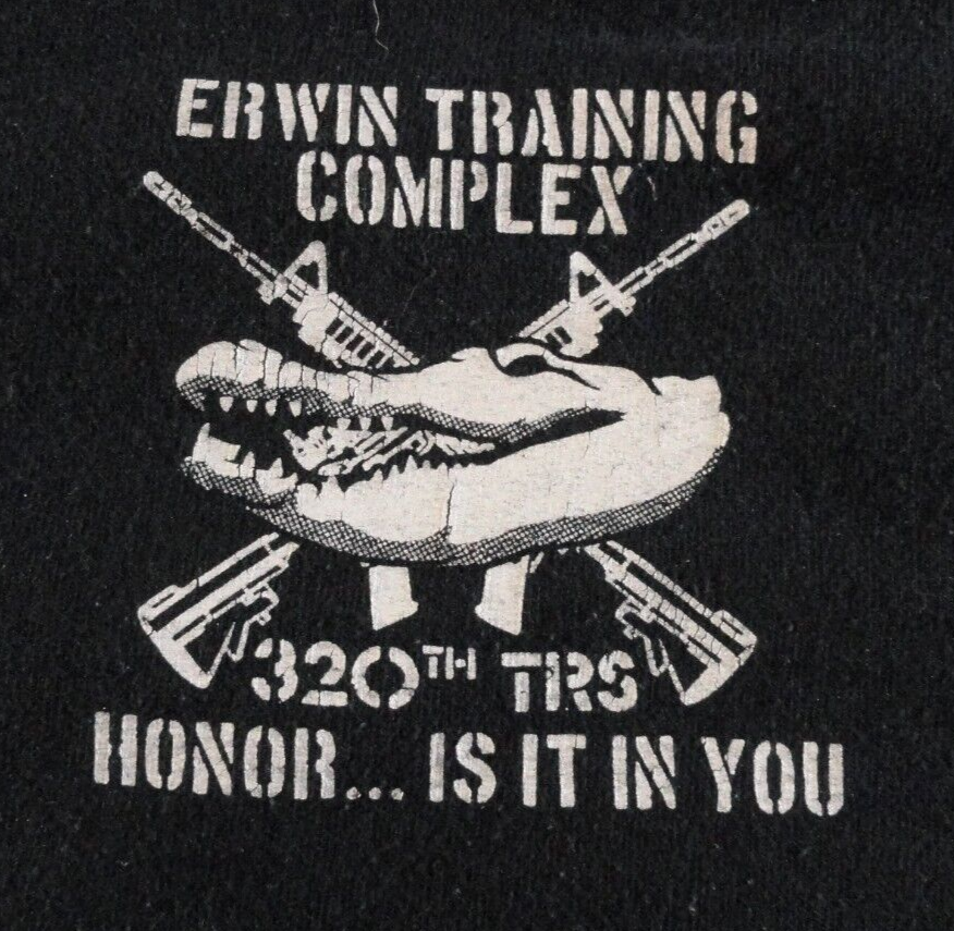 DISCONTINUED 320TH TRS ERWIN TRAINING COMPLEX UNIT TEAM SHIRT BLACK MEDIUM