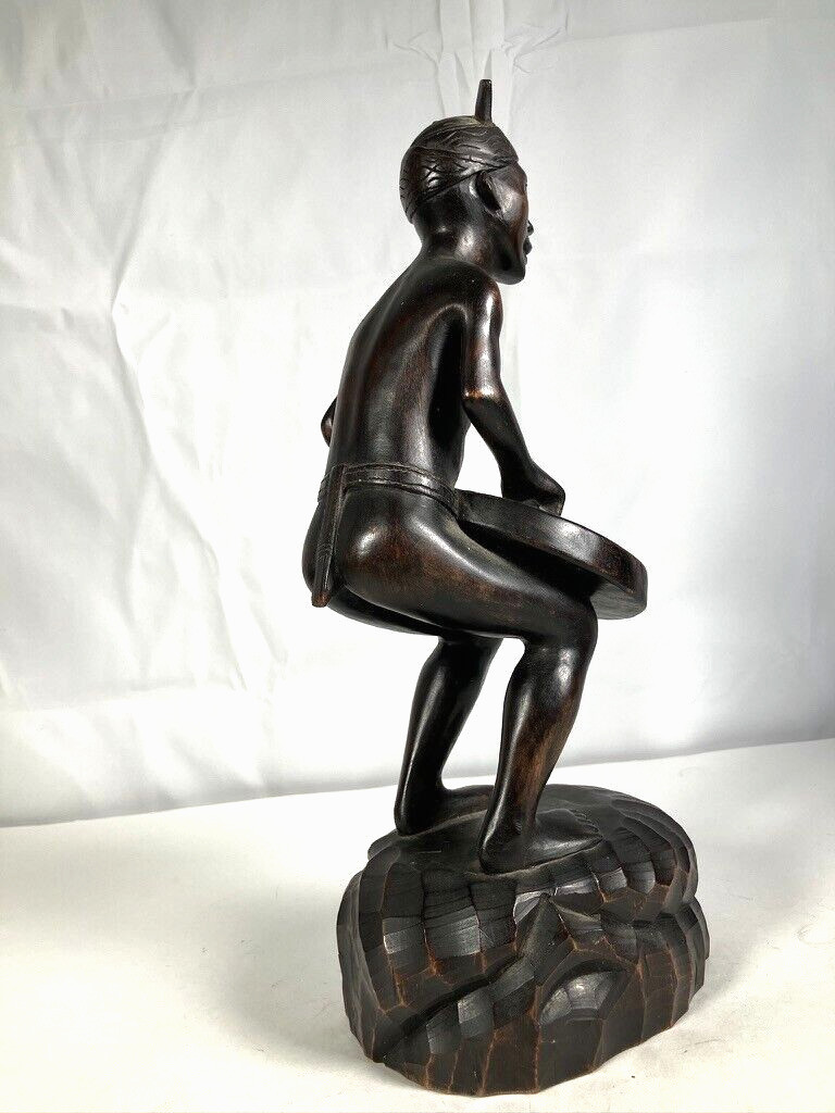 Carved Wooden Statue Tribal Man 13"