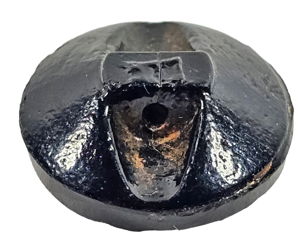 Victorian 1800s Black Glass Train Engine Button Old 11/16”