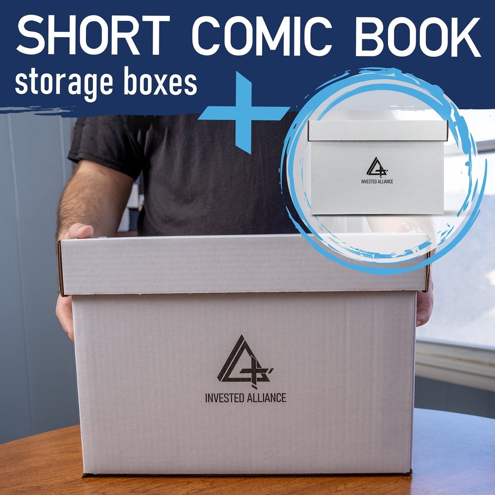 Premium Comic Book Storage Boxes | Short Cardboard Comic Book Box. Thick Whit...