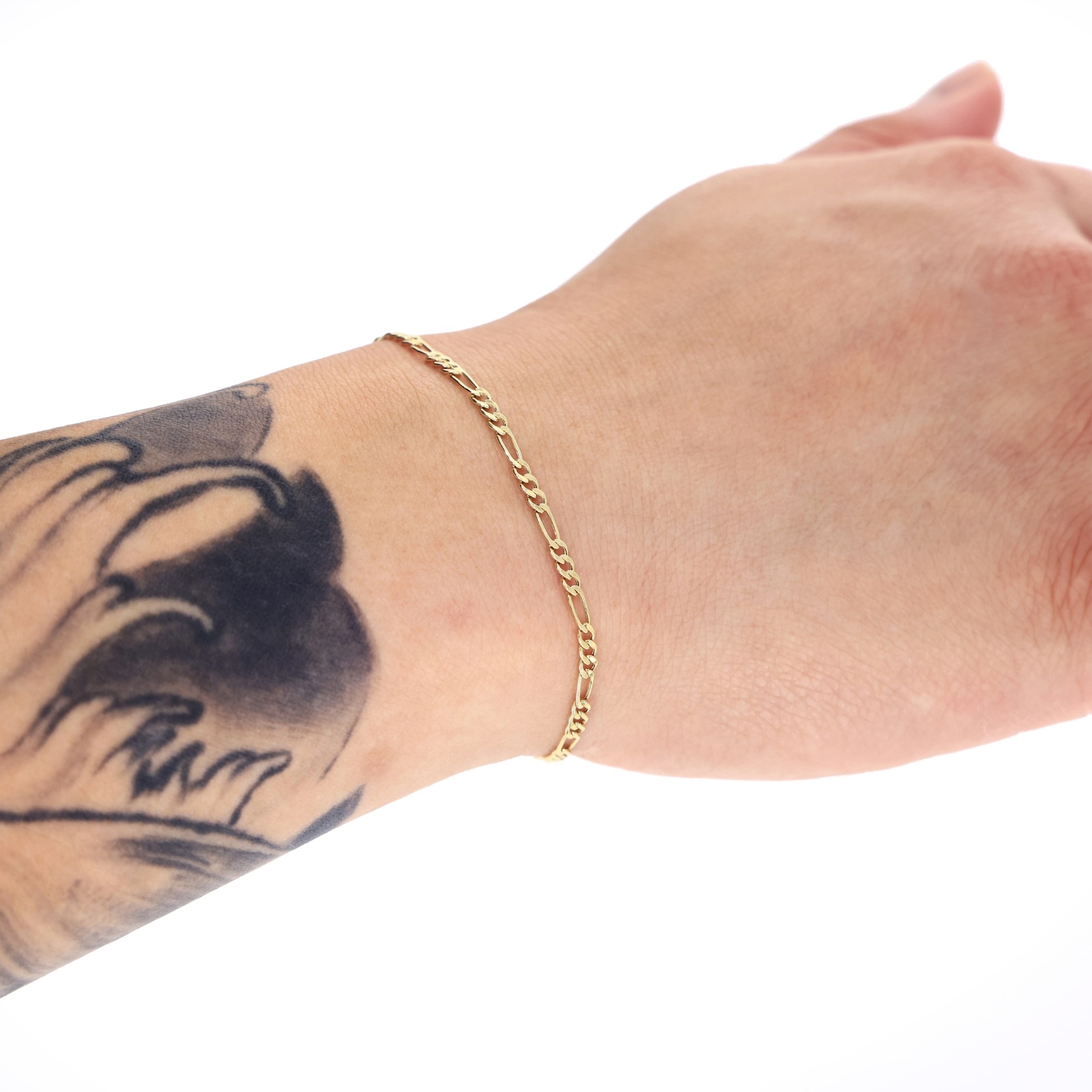 10K Yellow Gold 3.5mm-9mm Italian Figaro Chain Link Bracelet Mens Women 7" 8" 9"