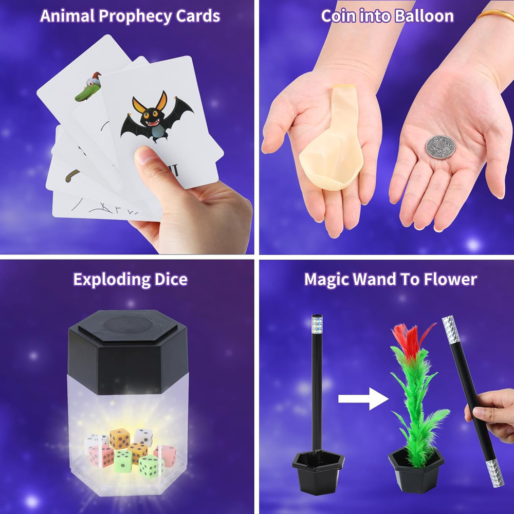 Magic Starter Kit - 100+ Tricks for Kids Age 6-10, Includes Dice Magic Trick,...