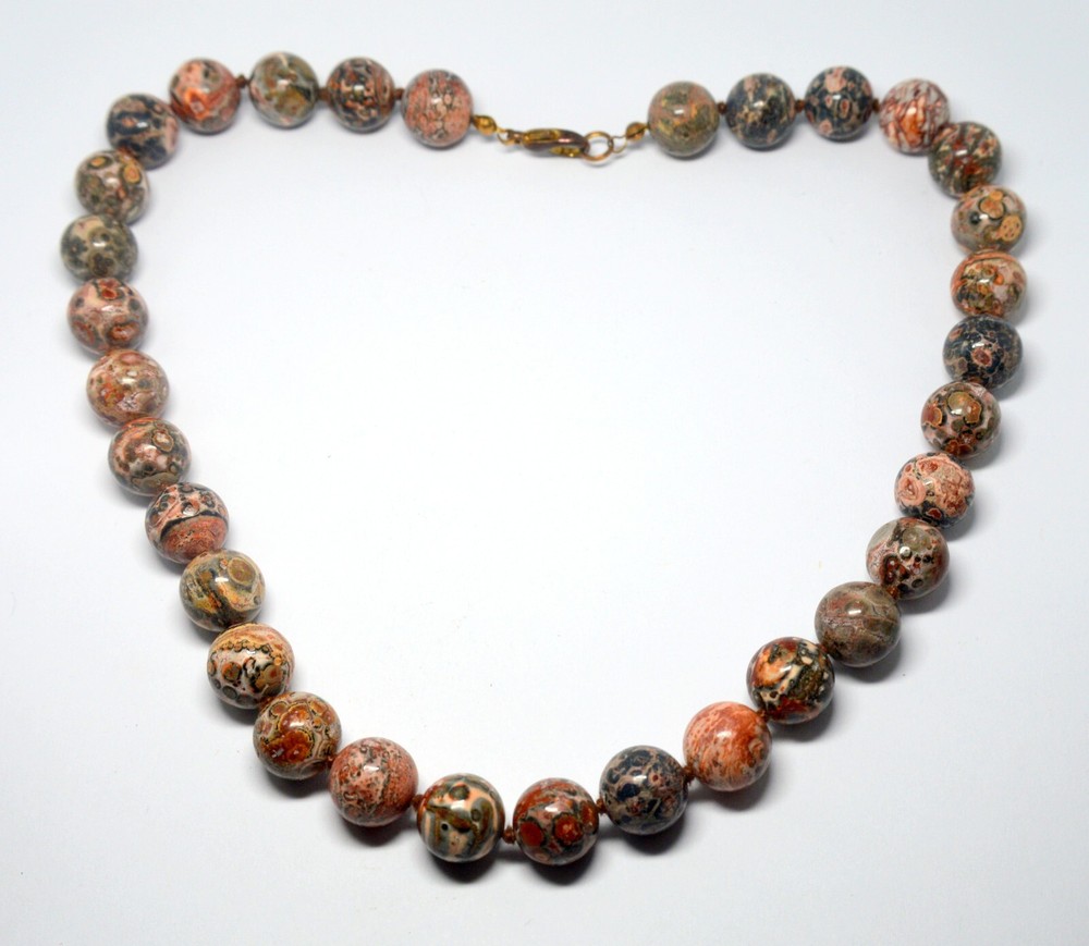 NATURAL POLISHED LEOPARD JASPER ROUND NECKLACE