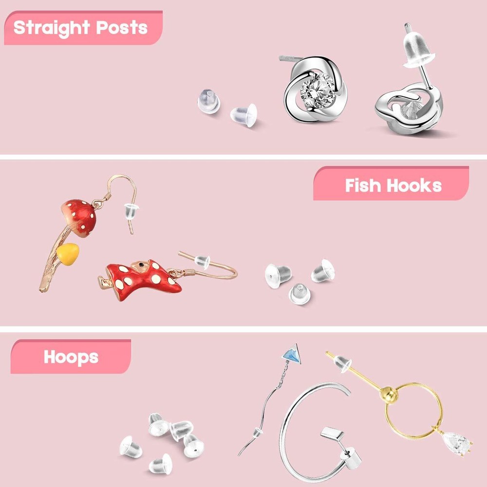 1200 Pcs Silicone Earring Backs Soft Clear Ear Back Clutch Stopper Replacement