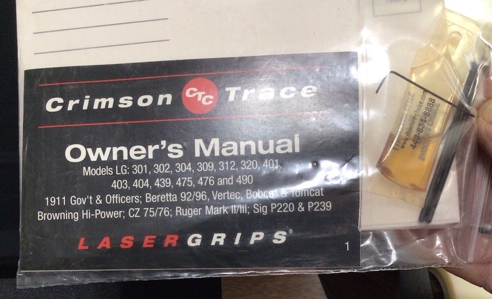 Crimson Trace Owners Manual & Installation Kit For Various Models