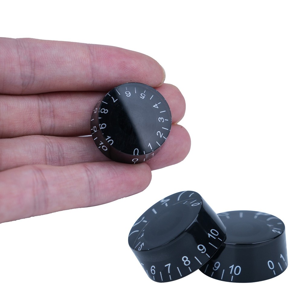 4Pcs Acrylic Bass Guitar Knobs Volume Tone Control Knobs Black White numbers