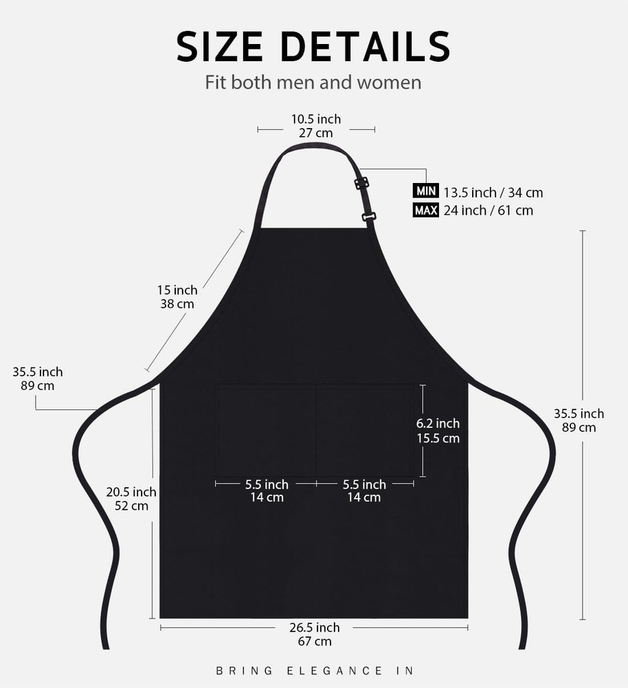 Versatile Adjustable Cooking Apron for Culinary Activities - 2 Pockets Included