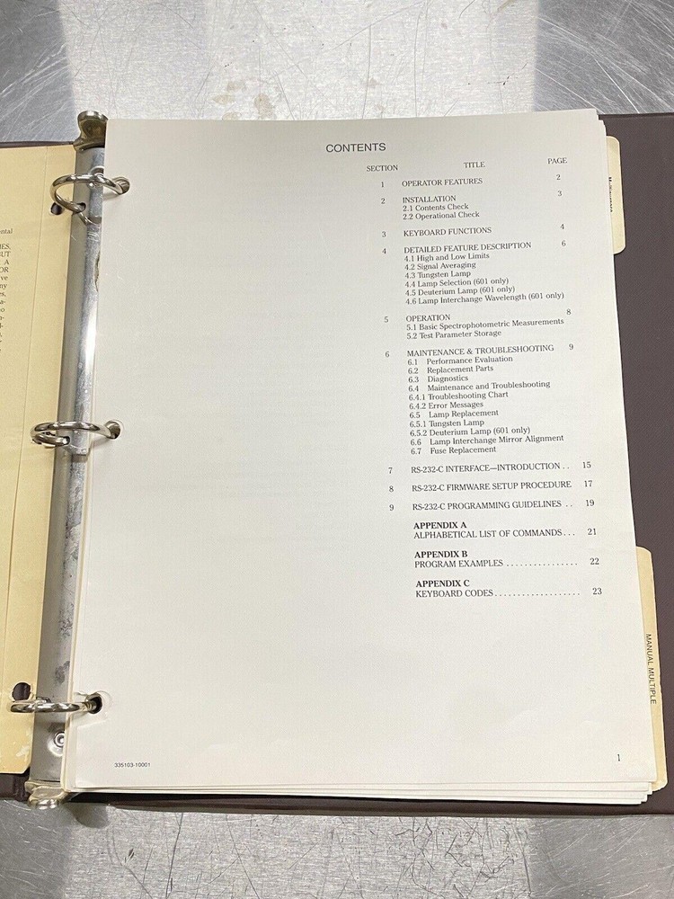 Bausch & Lomb Spectronic 501 & 601 - Users Guide / Manual / Instruction Book
