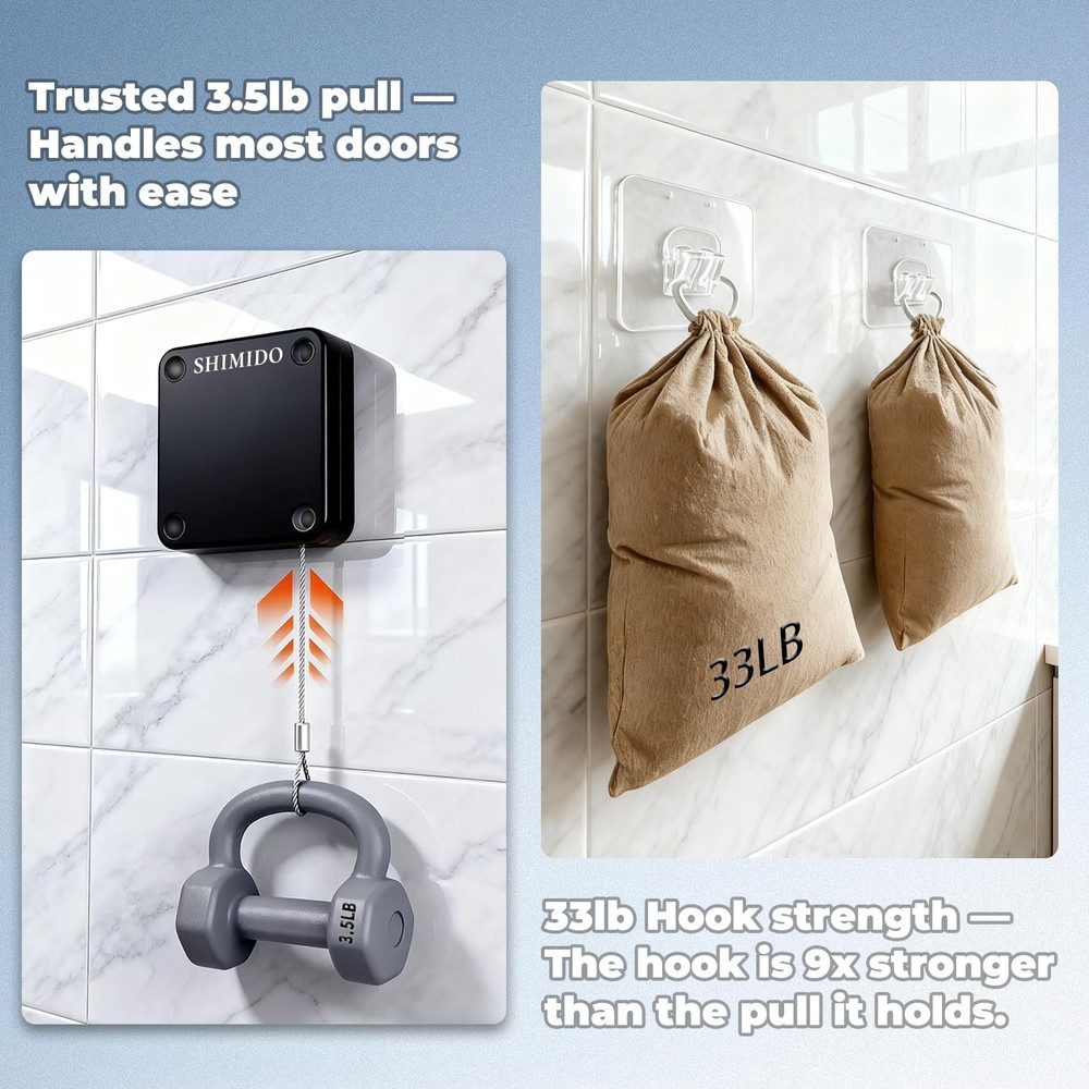 Upgraded Retractable Automatic Door Closer - Tool-Free Installation, Powerful...