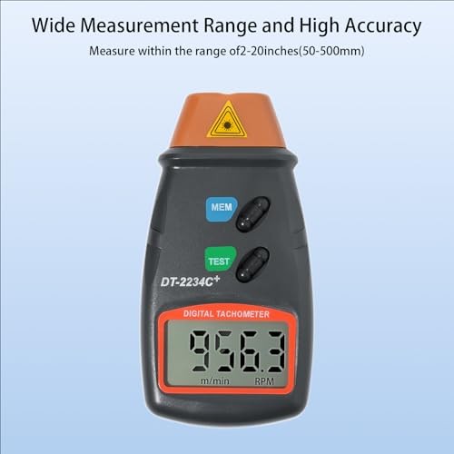 Portable Digital Laser Tachometer with Wide Measuring Range, 5-Digit Display