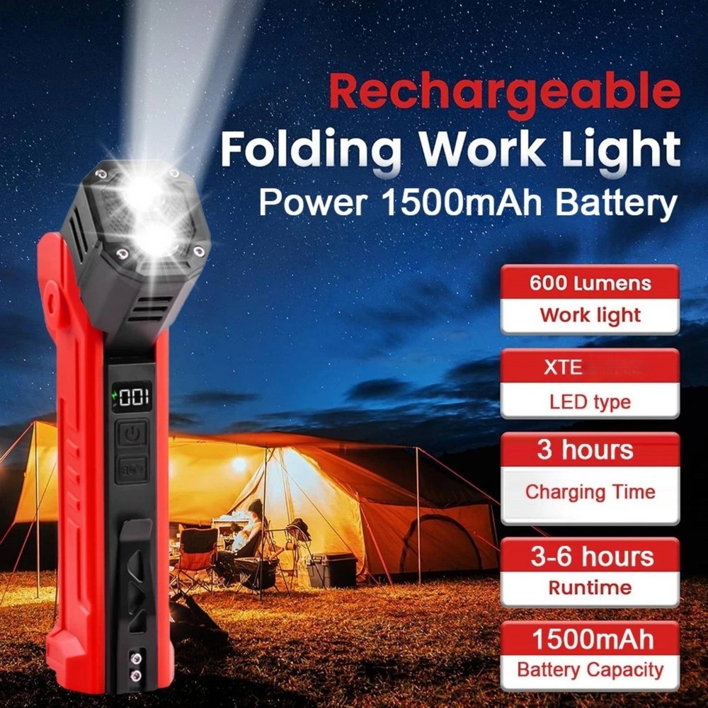 Rechargeable LED Work Light Portable 600LM Multi-Mode Flashlight Lamp Tool