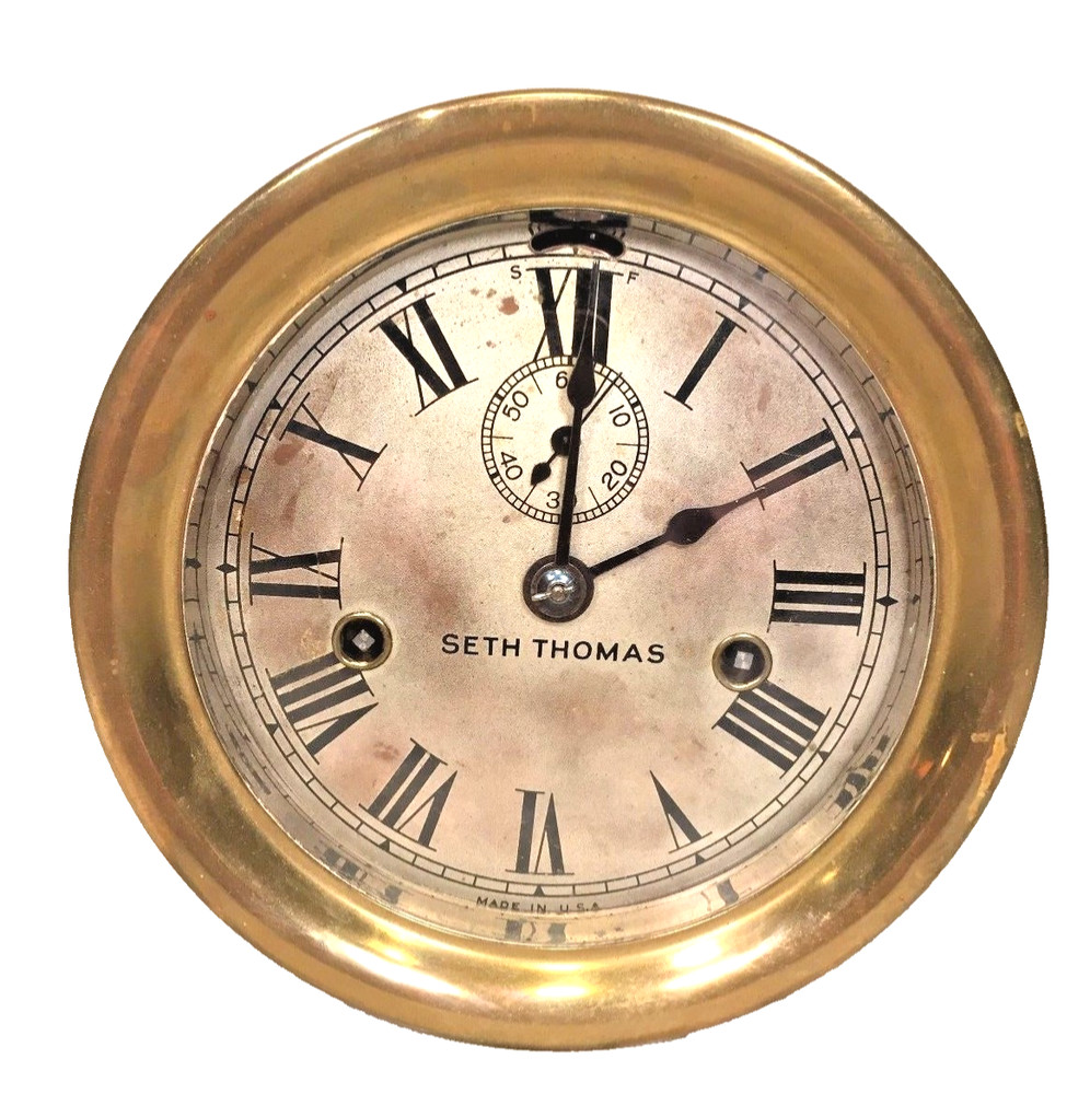 Vintage Seth Thomas Double Spring Railroad Clock Not Running