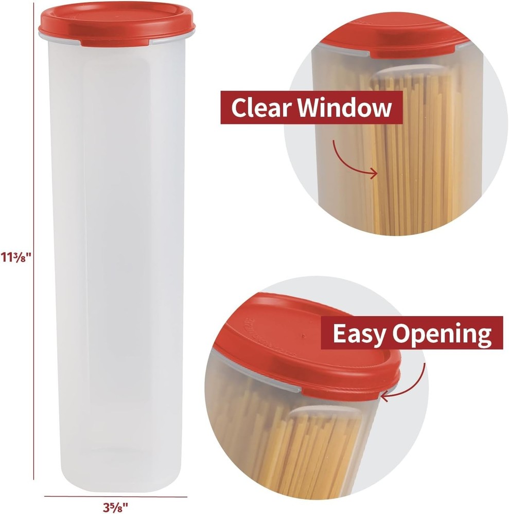 Tall Clear Spaghetti Pasta Container Storage W/ Lid.Multi-Purpose Kitchen Pantry