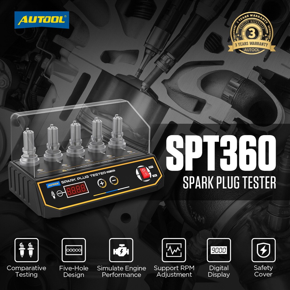 Car Spark Plug Tester 12V Ignition Spark Plug Analyzer 5 Holes Diagnostic Tool