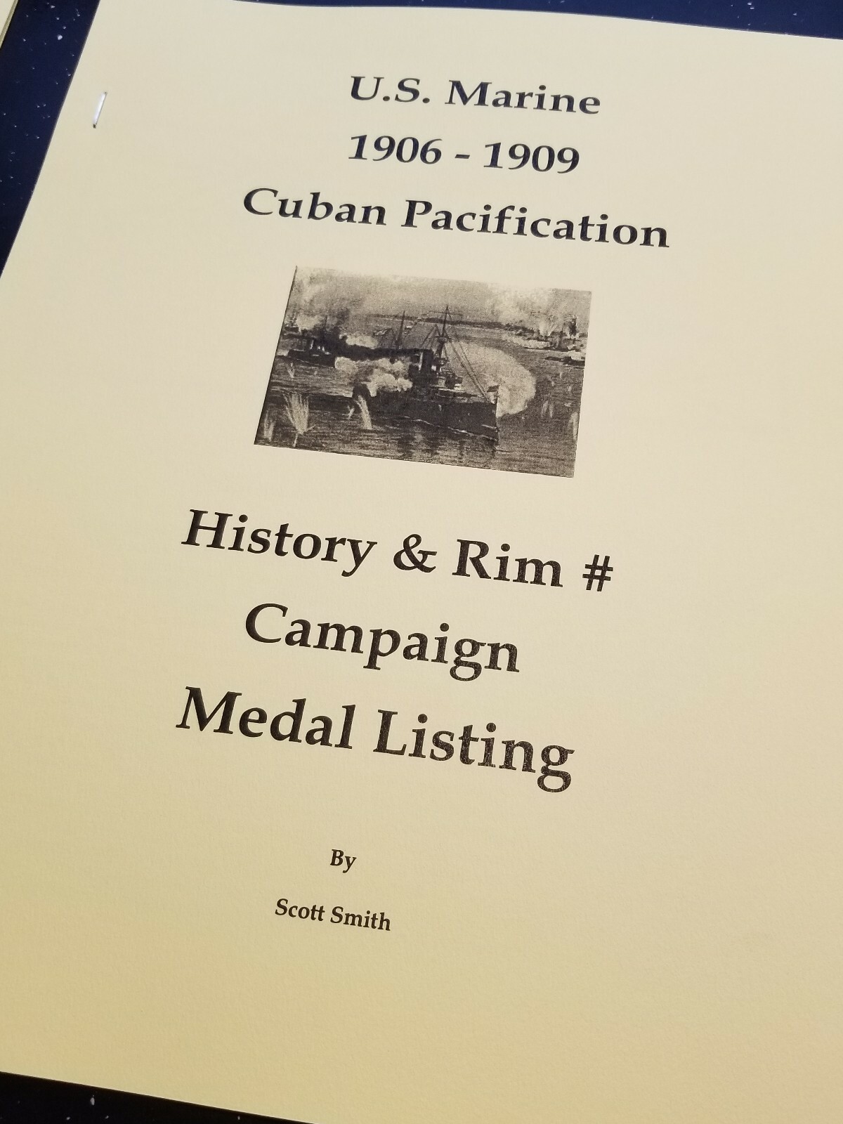 Pre WW I USMC 1906 Cuban Pacification #'d Campaign Medal Rim Number History Book