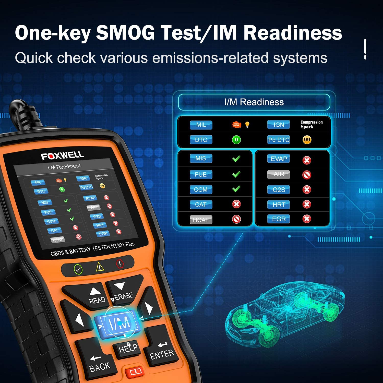 Foxwell NT301 OBD2 Scanner Code Reader OBD II Check Engine Car Diagnostic Tool