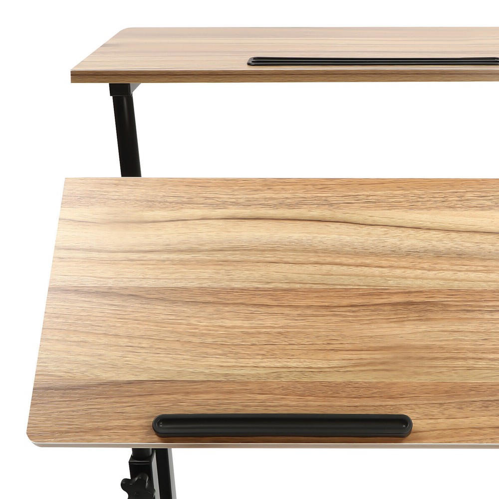 Rolling Laptop Desk Adjustable Height Computer Table Stand up Office Workstation