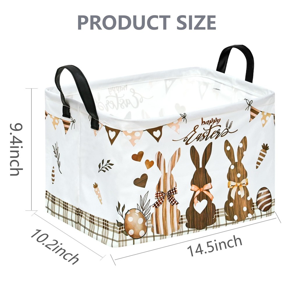 VAIVUSTO Easter Storage Basket Easter Bunny Storage Bin Collapsible Nursery H...