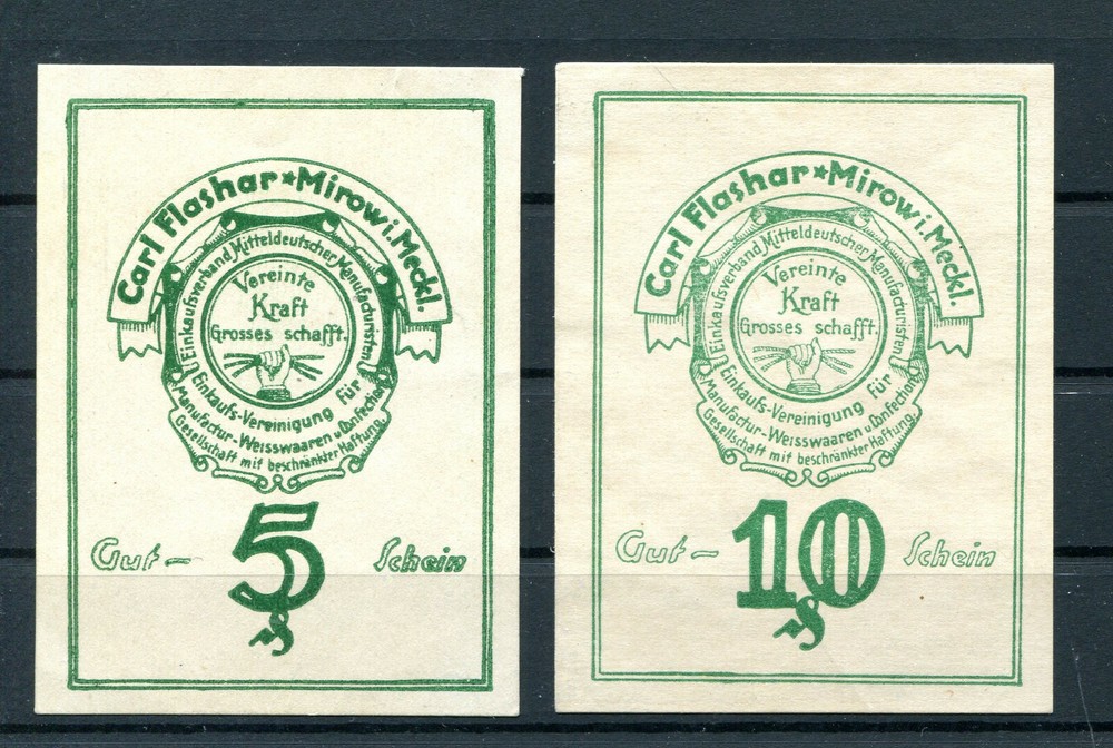 Mirow 2 Banknotes Emergency Money Z1696