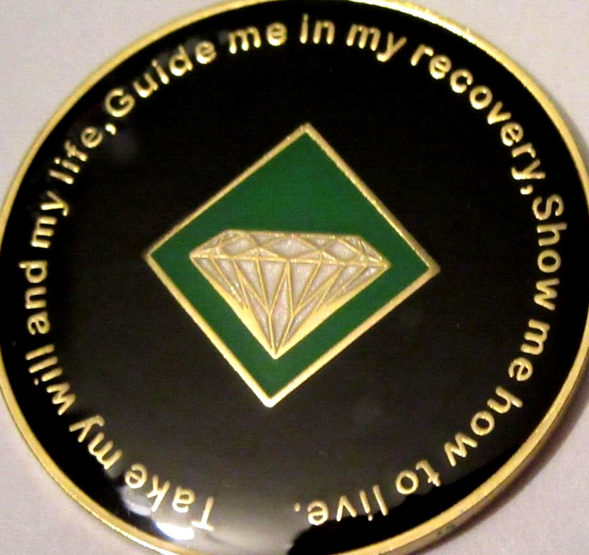 Narcotics Anonymous NA Tree Green 6 Year Medallion Gold