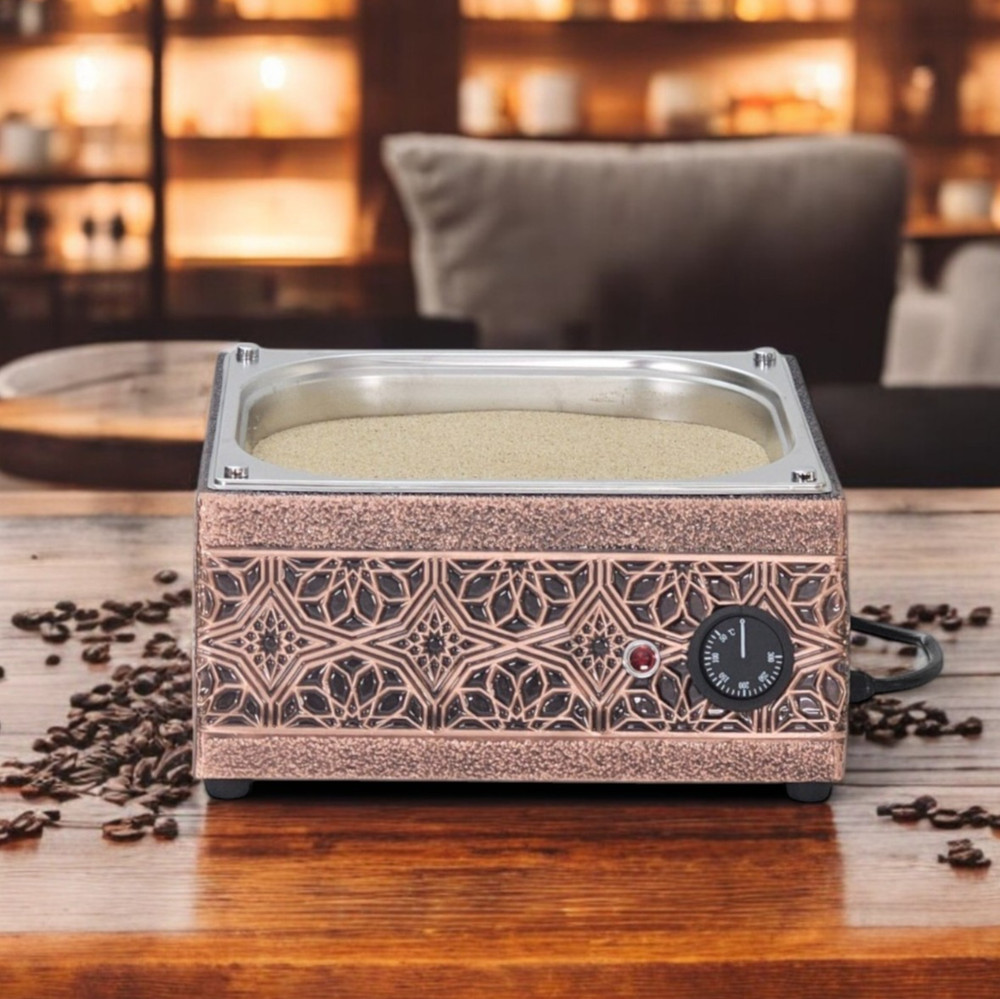 Copper Turkish Heating Sand Coffee Maker Medium Rec Geo Ottoman Design Machine